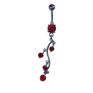 Red dangle belly button ring